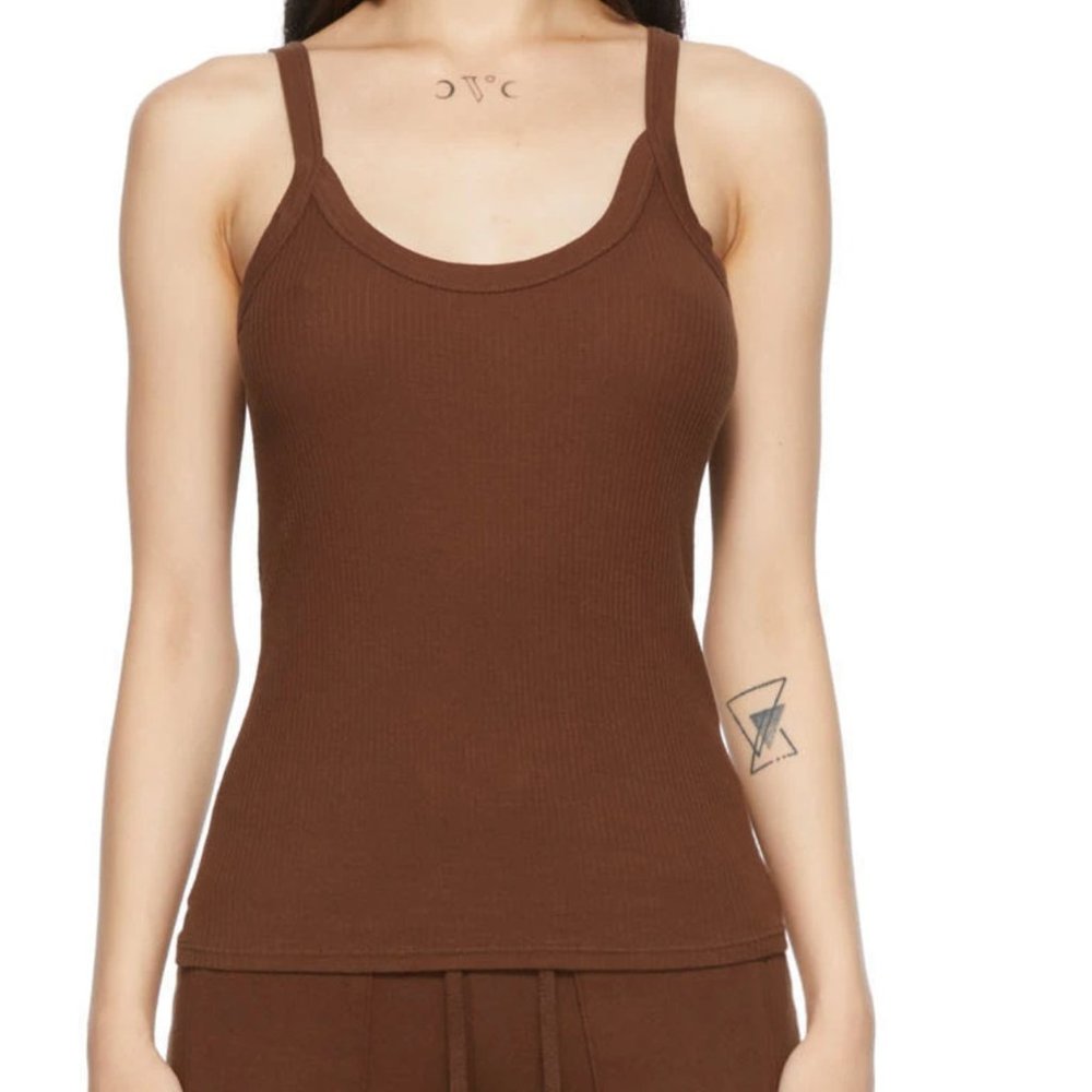 Brown Ribbed Tank Top